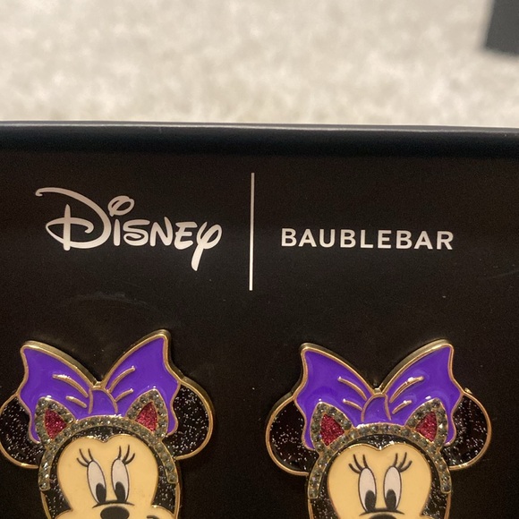 NWT Disney x Baublebar Minnie Mouse Halloween Cat Ears Purple Bow Stud Earrings - Picture 4 of 7